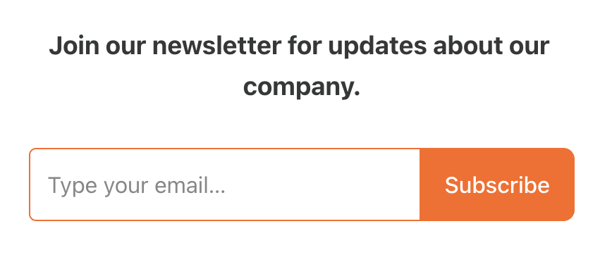 Poor newsletter subscription example with no transformation messaging